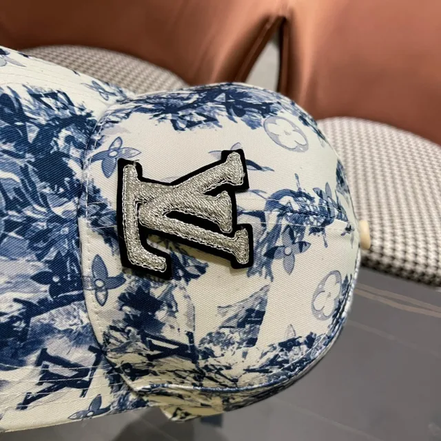 Louis Vuitton Blue and White Printed Baseball Cap 7