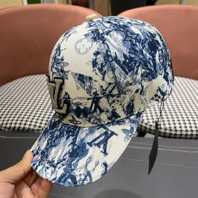 Louis Vuitton Blue and White Printed Baseball Cap 8