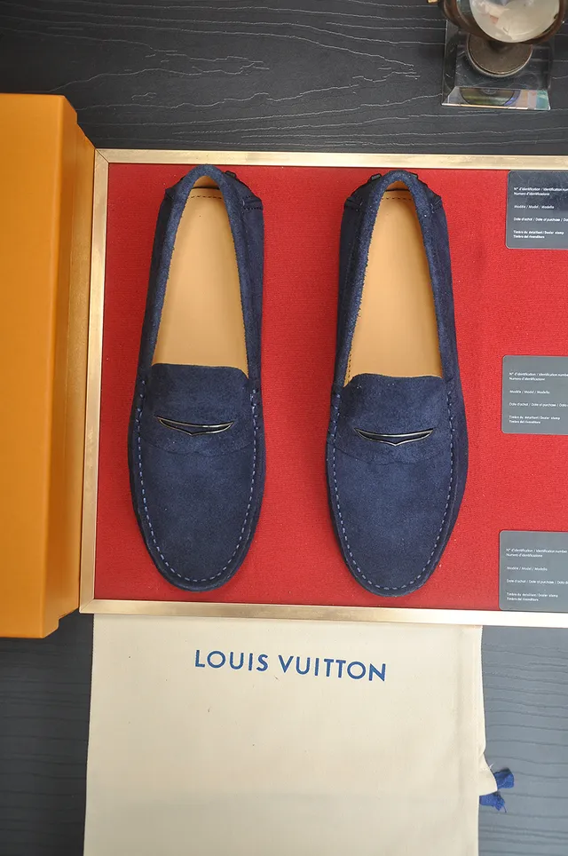 Louis Vuitton Blue Suede Penny Loafer Men's Loafers 5
