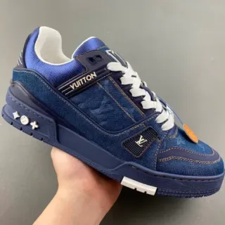 Louis Vuitton Zapatillas Lifestyle Suela Gruesa En Capas Con Parte Superior De Denim Azul Blanco