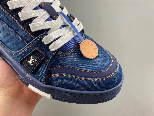 Louis Vuitton Zapatillas Lifestyle Suela Gruesa En Capas Con Parte Superior De Denim Azul Blanco 2