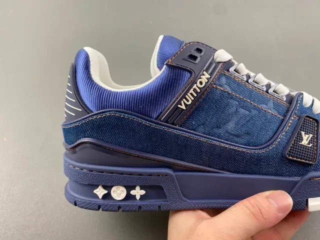Louis Vuitton Zapatillas Lifestyle Suela Gruesa En Capas Con Parte Superior De Denim Azul Blanco 3