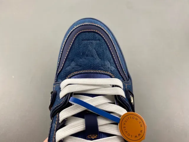 Louis Vuitton Zapatillas Lifestyle Suela Gruesa En Capas Con Parte Superior De Denim Azul Blanco 5