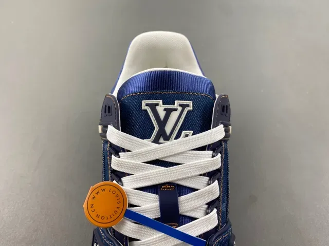 Louis Vuitton Zapatillas Lifestyle Suela Gruesa En Capas Con Parte Superior De Denim Azul Blanco 6