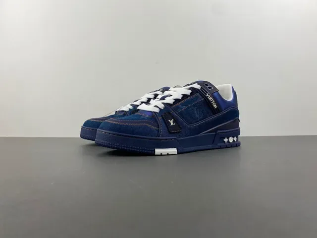 Louis Vuitton Zapatillas Lifestyle Suela Gruesa En Capas Con Parte Superior De Denim Azul Blanco 10