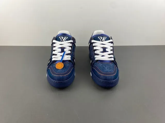 Louis Vuitton Zapatillas Lifestyle Suela Gruesa En Capas Con Parte Superior De Denim Azul Blanco 11