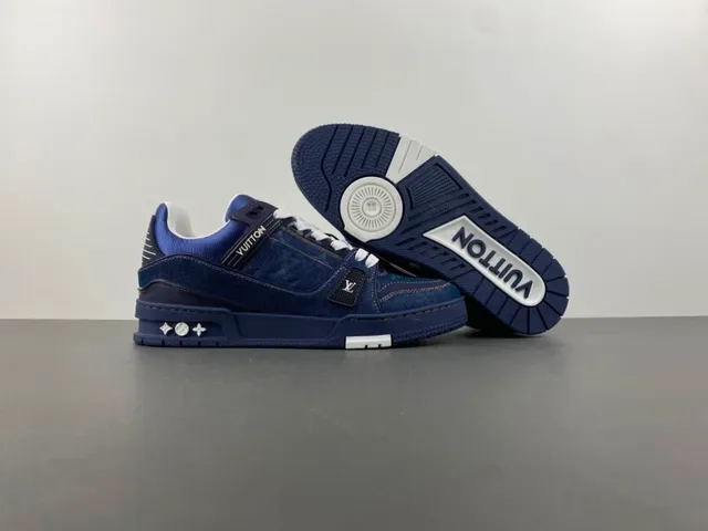 Louis Vuitton Zapatillas Lifestyle Suela Gruesa En Capas Con Parte Superior De Denim Azul Blanco 12