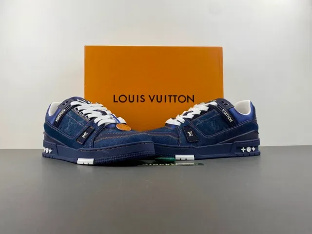 Louis Vuitton Zapatillas Lifestyle Suela Gruesa En Capas Con Parte Superior De Denim Azul Blanco 13