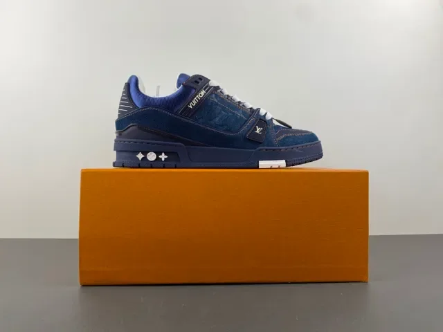 Louis Vuitton Zapatillas Lifestyle Suela Gruesa En Capas Con Parte Superior De Denim Azul Blanco 15