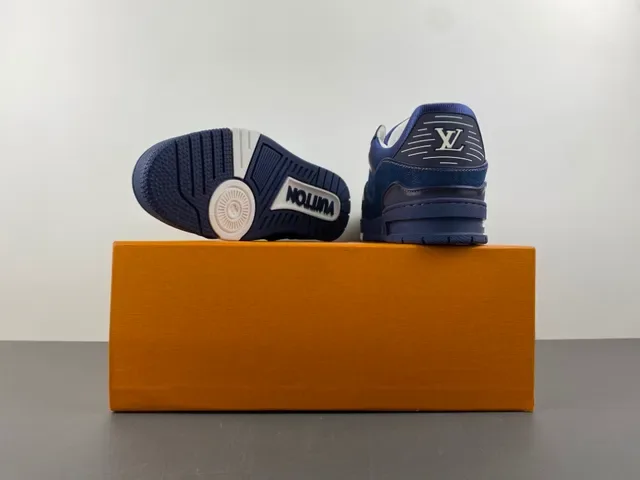 Louis Vuitton Zapatillas Lifestyle Suela Gruesa En Capas Con Parte Superior De Denim Azul Blanco 16