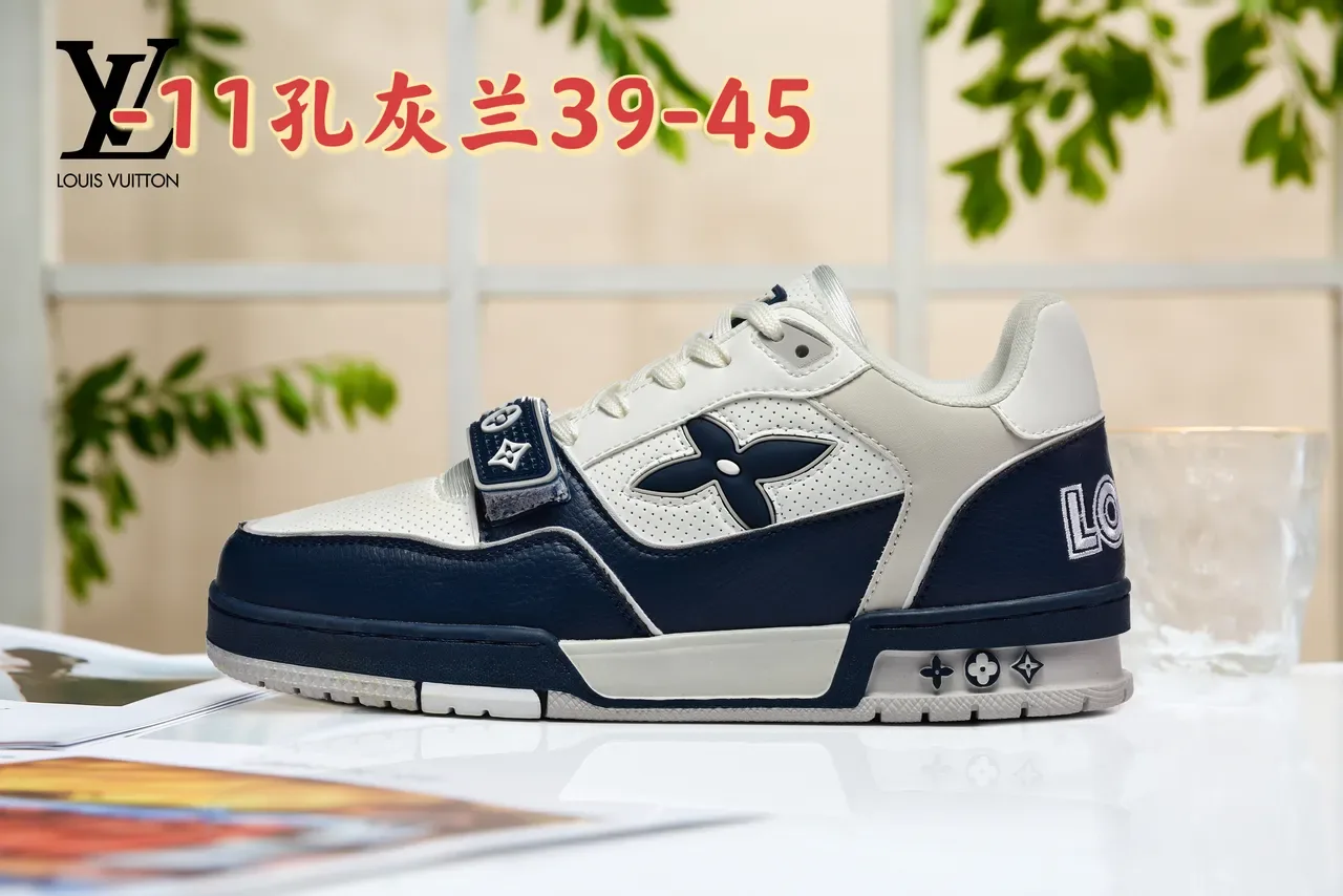 Louis Vuitton Blue White Low-Top Monogrammed Textile Lifestyle Sneakers 2