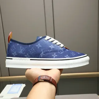 Louis Vuitton Monogram Canvas Low-Top Sneakers Azul y Blanco