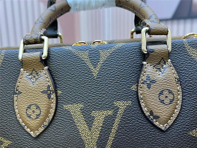 Louis Vuitton marron beige Monogram Canvas Tan Leather Trim Boston Bag 5