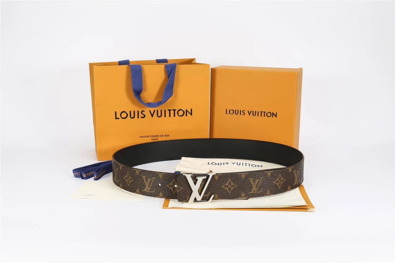 Louis Vuitton Brown Black Monogram Canvas Silver-Tone LV Buckle Leather Belt 2