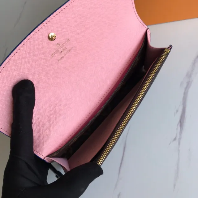 Louis Vuitton Portefeuille Long en Cuir Marron Bleu Monogram Embossé avec Fermeture de Flap 2