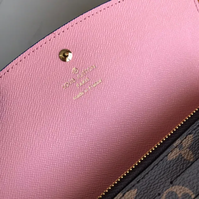 Louis Vuitton Portefeuille Long en Cuir Marron Bleu Monogram Embossé avec Fermeture de Flap 3