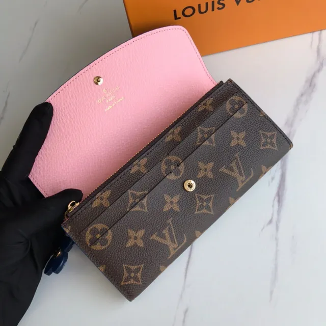 Louis Vuitton Portefeuille Long en Cuir Marron Bleu Monogram Embossé avec Fermeture de Flap 5
