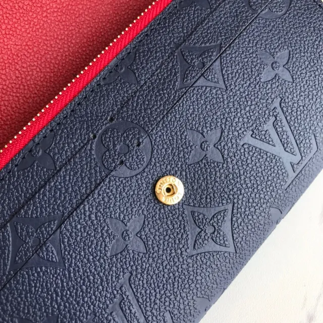 Louis Vuitton Portefeuille Long en Cuir Marron Bleu Monogram Embossé avec Fermeture de Flap 13