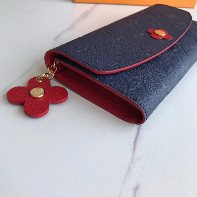 Louis Vuitton Portefeuille Long en Cuir Marron Bleu Monogram Embossé avec Fermeture de Flap 15