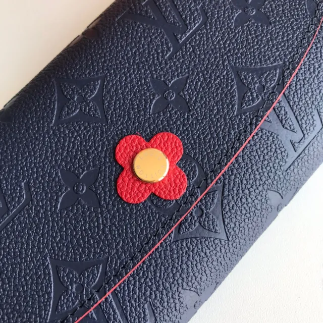 Louis Vuitton Portefeuille Long en Cuir Marron Bleu Monogram Embossé avec Fermeture de Flap 16