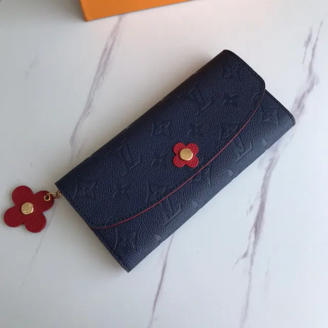 Louis Vuitton Portefeuille Long en Cuir Marron Bleu Monogram Embossé avec Fermeture de Flap 17