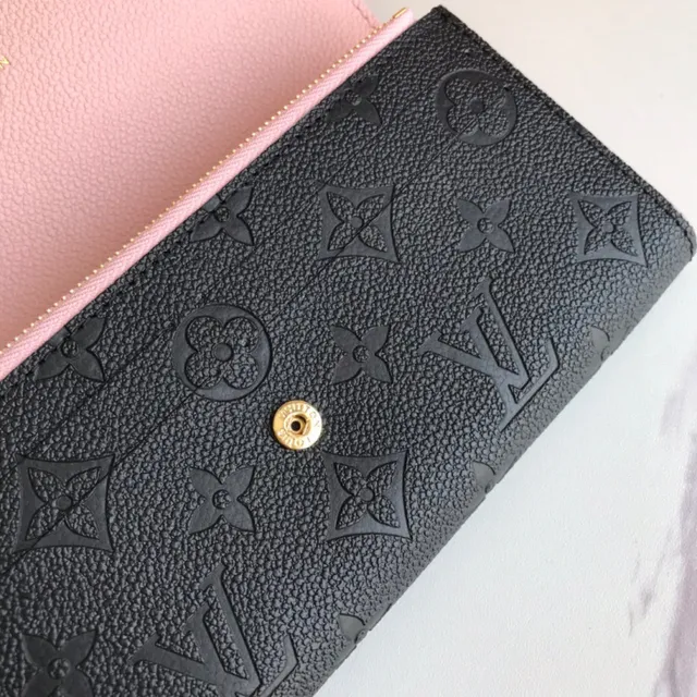 Louis Vuitton Portefeuille Long en Cuir Marron Bleu Monogram Embossé avec Fermeture de Flap 21