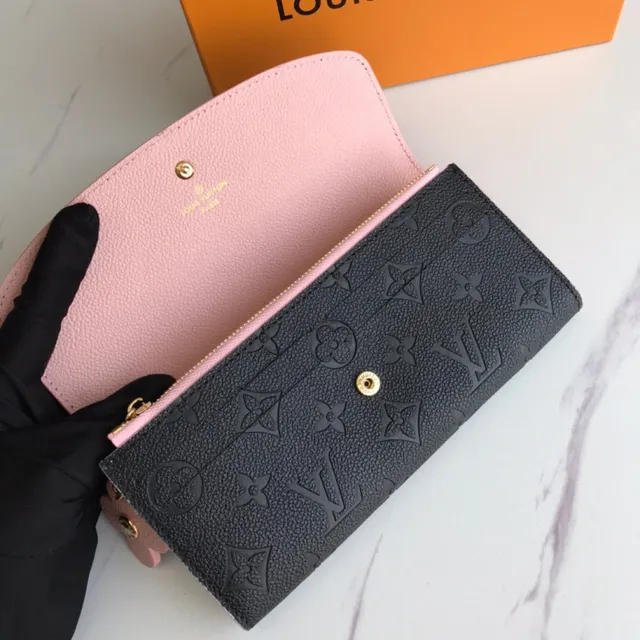 Louis Vuitton Portefeuille Long en Cuir Marron Bleu Monogram Embossé avec Fermeture de Flap 22