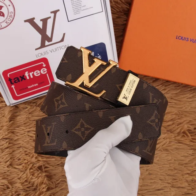 Louis Vuitton marron or reversible monogramme toile LV boucle cuir 4