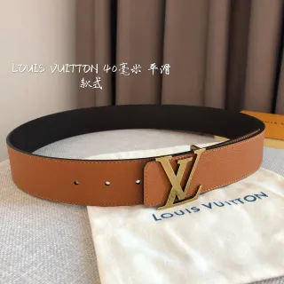 Louis Vuitton Brown Gold Smooth Double-Tone Leather Belt