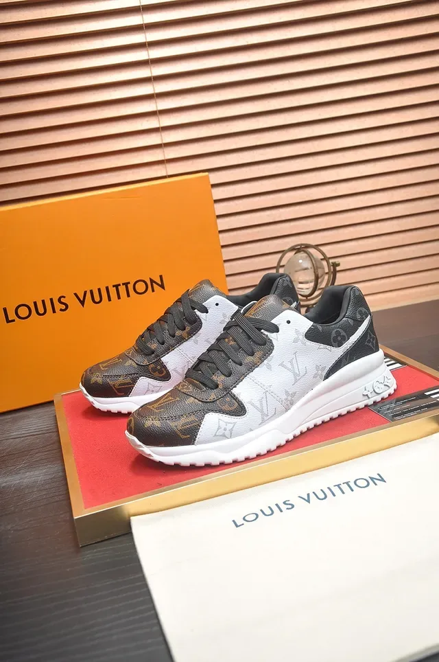 Louis Vuitton Brown White Monogram Canvas Mixed Leather Panels Lifestyle Sneakers 4