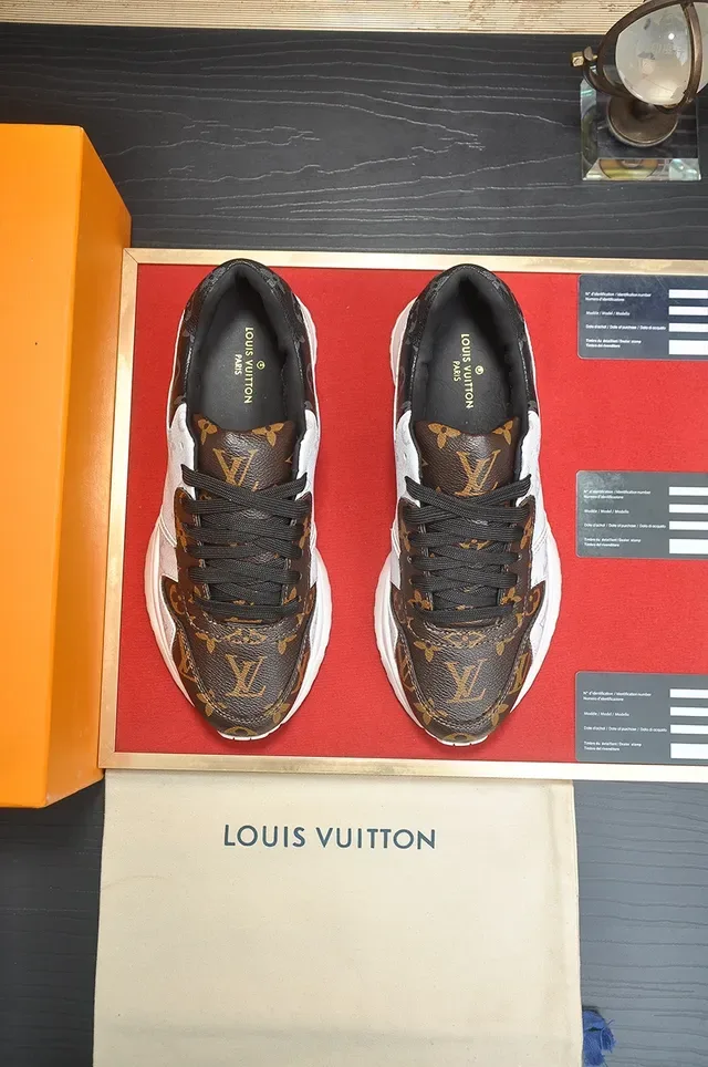 Louis Vuitton Brown White Monogram Canvas Mixed Leather Panels Lifestyle Sneakers 5
