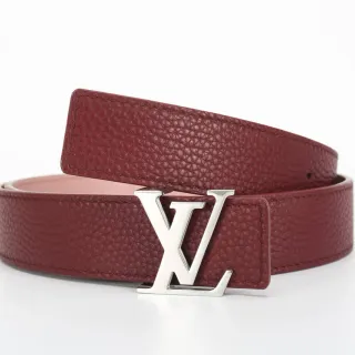 Louis Vuitton Bordeaux Beige Grainée Interloquée LV Boucle Ceinture en Cuir