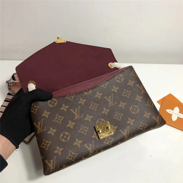 Louis Vuitton Burgundy Brown Envelope Flap Monogram Canvas Handbag 21