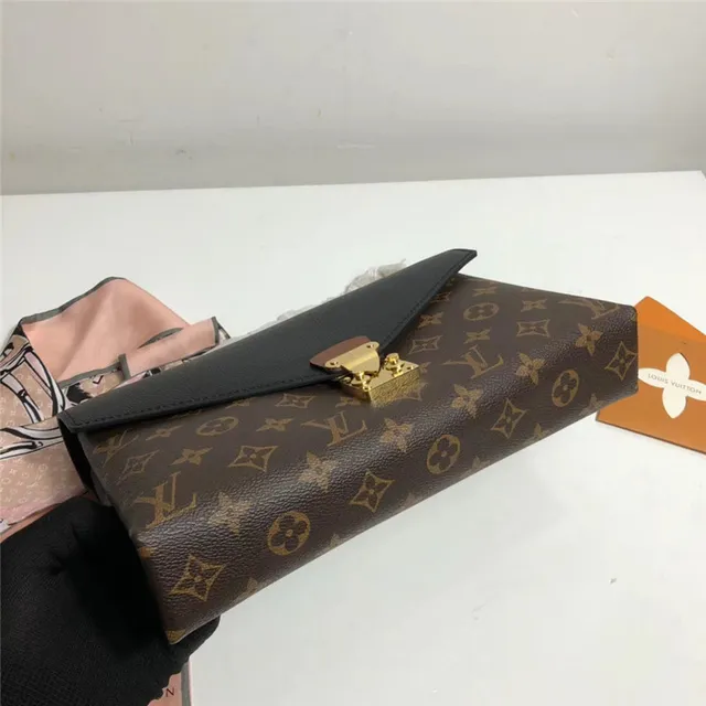 Louis Vuitton Burgundy Brown Envelope Flap Monogram Canvas Handbag 22