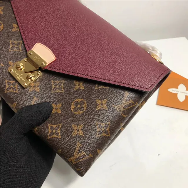 Louis Vuitton Burgundy Brown Envelope Flap Monogram Canvas Handbag 23