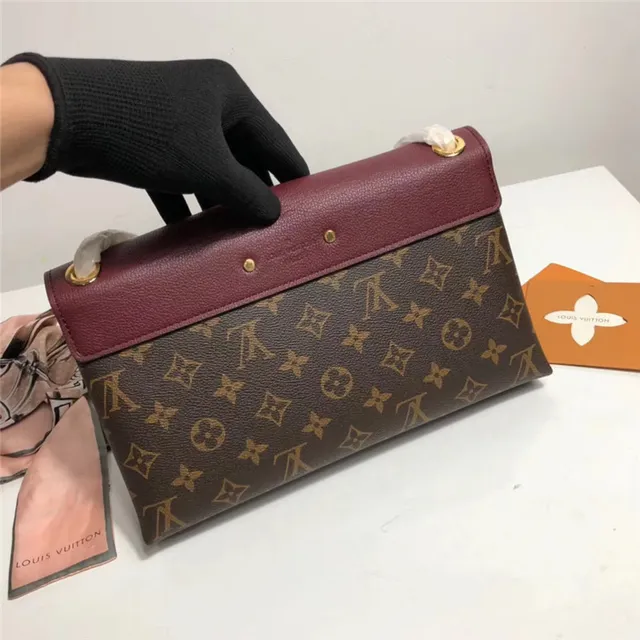 Louis Vuitton Burgundy Brown Envelope Flap Monogram Canvas Handbag 24
