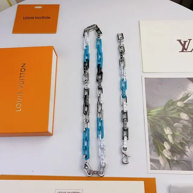 路易威登 Chain Reaction 蓝白树脂链条项链 3