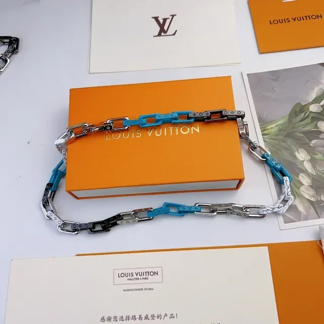 路易威登 Chain Reaction 蓝白树脂链条项链 8