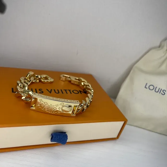 Pulsera Louis Vuitton Chain Reaction de tono dorado con eslabones curb 5