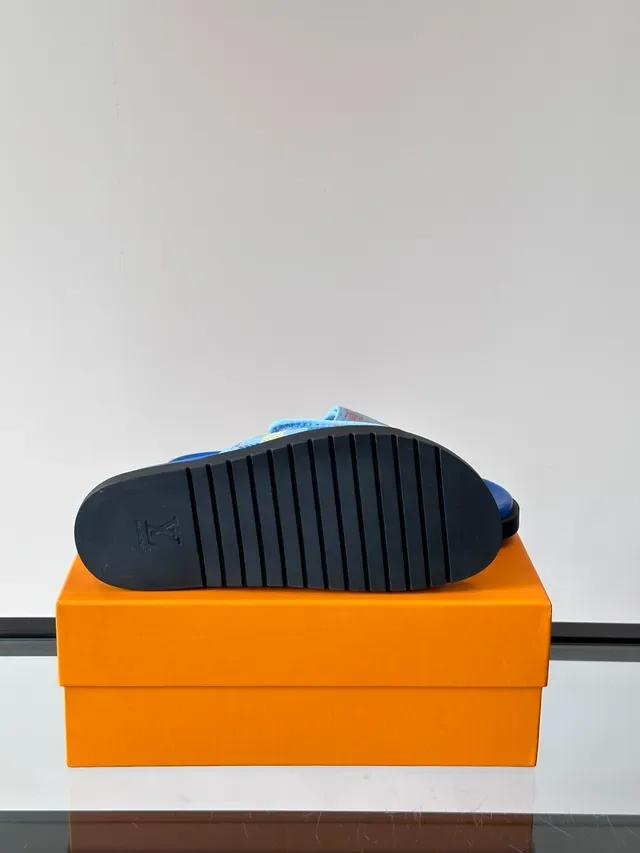 Louis Vuitton Checkered Strap Blue Slippers 2