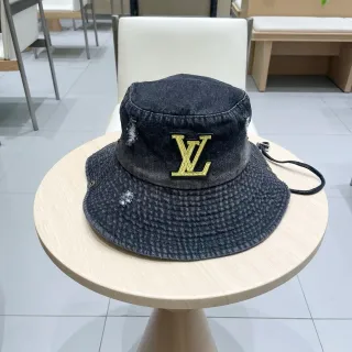Louis Vuitton Distressed Denim Embroidered Monogram Bucket Hat
