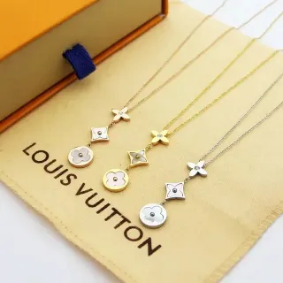 Colar Louis Vuitton Flor e Quatrohojas em Ouro e Prata com Inlay de Madreperla