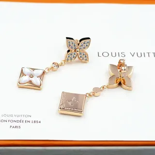 Brincos Louis Vuitton Flor Dourado Branco