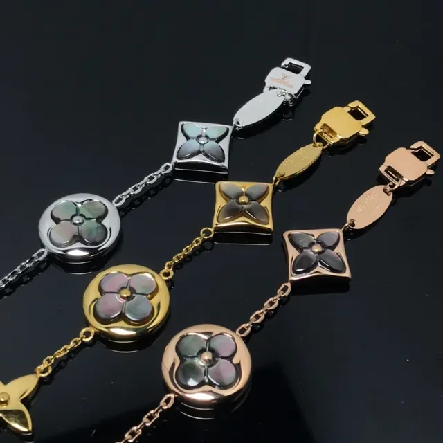 Louis Vuitton سوار سلسلة ذهبية فضية زهرية 2