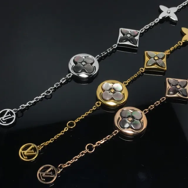 Louis Vuitton سوار سلسلة ذهبية فضية زهرية 3