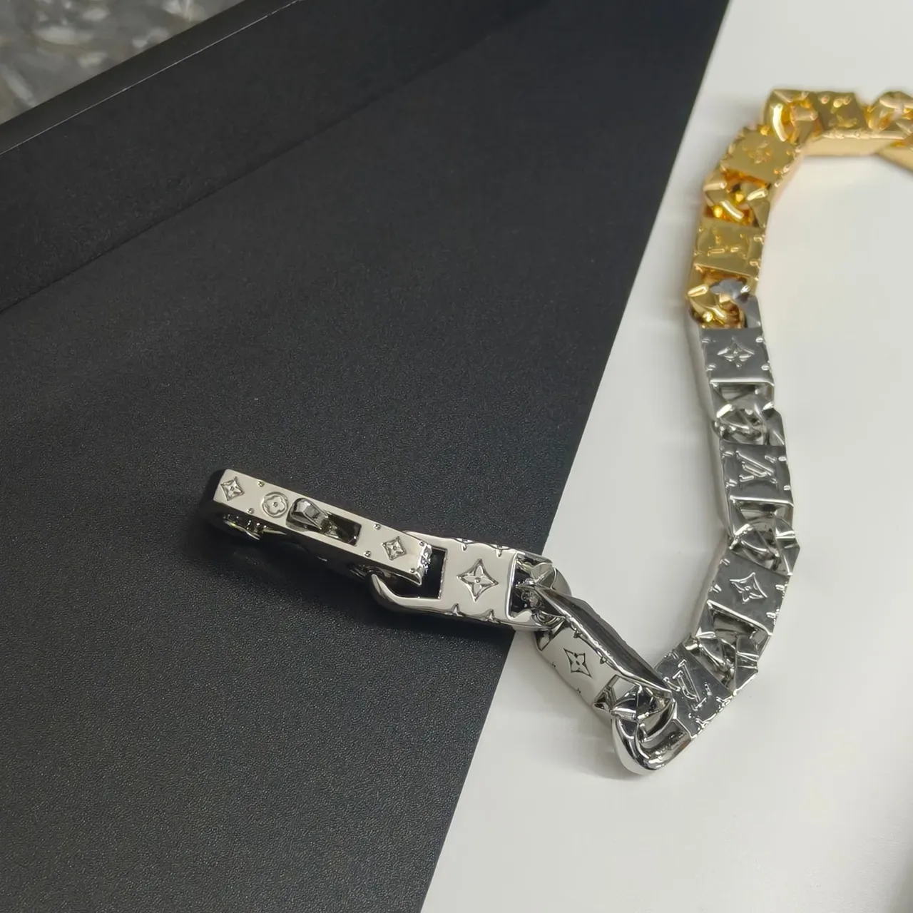 Louis Vuitton Gold Silver Monogrammed Two-Tone Bracelet 9