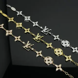 Pulsera Louis Vuitton Oro y Plata Pavé-Crystal Embellished Monogram-Linked