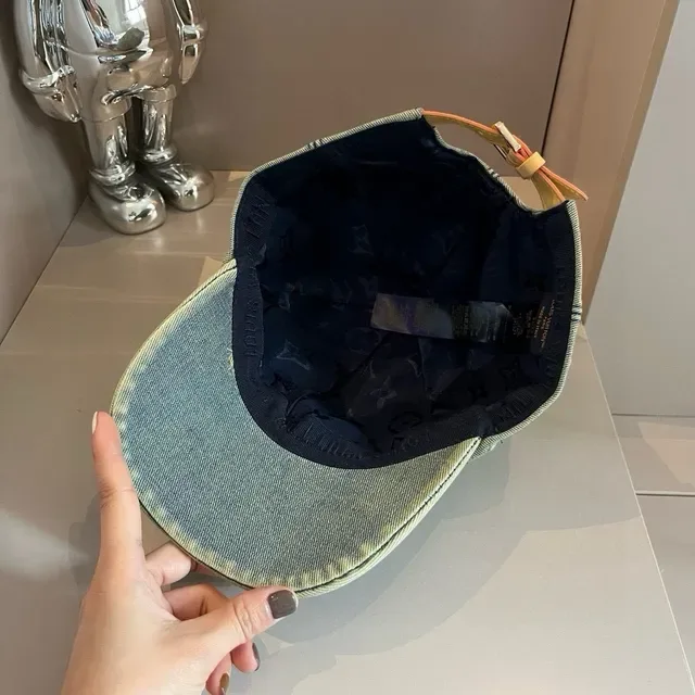 Louis Vuitton Gray Beige Monogrammed Denim Structured Six-Panel Baseball Cap 2