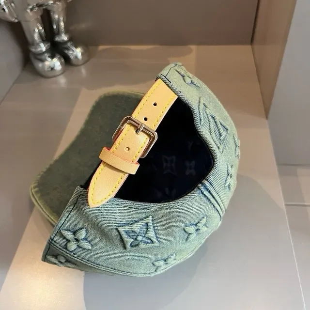 Louis Vuitton Gray Beige Monogrammed Denim Structured Six-Panel Baseball Cap 4