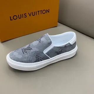 Louis Vuitton Gris Blanco Slip-On Monograma Impreso Lifestyle Sneakers